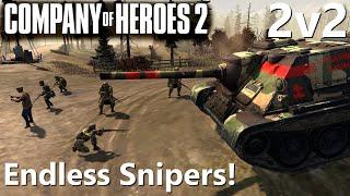 CoH2: 2v2 - Endless Snipers! (Company of Heroes 2)