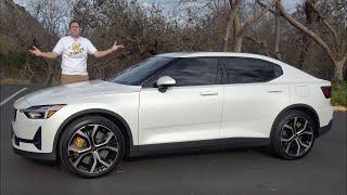 Polestar 2 - это электрический люксовый спортивный седан конкурирующий с Tesla