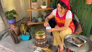 #24 IRAN VillageSuper Easy Vegeterian Food Called Eshkeneh | Rural Routine Life In Iran