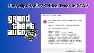 Fix script Hook V Critical Error GTA 5 | Script Hook V Failed To Initialize | GTA 5 Modding Errors