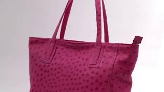 Linda | Genuine ostrich leather tote handbag - pink