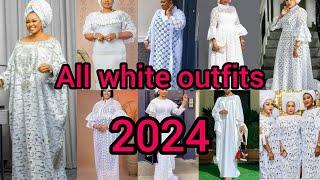 Classy white lace boubou styles for rich aunties|African dresses for ladies|African fashion styles