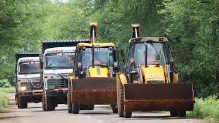 2 JCB 3dx Backhoe Loading Mud in Tata 2518 Ex Truck and Tata Tipper Truck