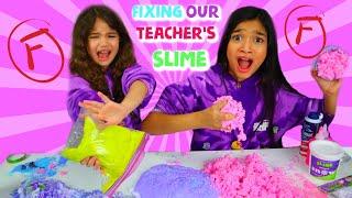 FIXING OUR TEACHER'S SLIME & MAKING IT A PRETTY GIANT SLIME!