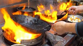 Amazing Wok Skills! Cooking with Extreme Powerful Fire - Wok Skills in Taiwan /台式大火快炒! 海鮮熱炒, 大民生平價海鮮