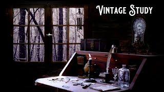 VINTAGE STUDY, TICKING CLOCK, SNOW STORM SOUNDS, WIND CHIMES