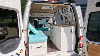 TINY CAMPER VAN CONVERSION | FULL TOUR! - 2013 Ford Transit Connect