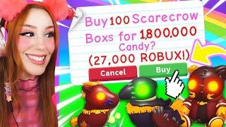 OPENING 100 SCAERECROW BOXES in ROBLOX ADOPT ME! 27,000 ROBUX!