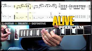 Alive | Guitar Cover Tab | Guitar Riff Lesson | Backing Track with Vocals  PEARL JAM