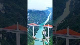 DOUBLE-TOWER REINFORCED CONCRETE CABLE BRIDGE || MOZHAI WUJIANG BRIDGE #bridge #engineering #amazing