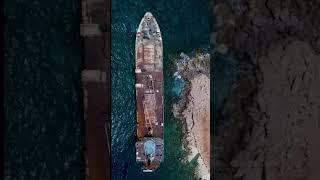 Drone shot of a shipwreck ️ #travel #cyprus #ship