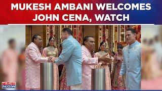 Mukesh Ambani Delightfully Welcomes John Cena For Anant Ambani & Radhika Merchant Wedding, Watch