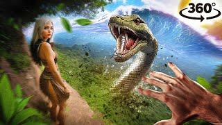 360 TITANOBOA ON SNAKE ISLAND 4 - ESCAPE EARTHQUAKE AND TSUNAMI Virtual Reality 4K VR 360 Video