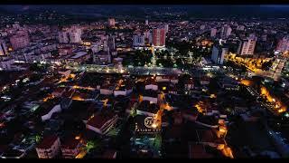 Wonderful view of the city of Elbasan by drone.