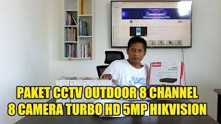 Paket CCTV Outdoor 8 Channel 8 Kamera 5MP Hikvision HD1080P