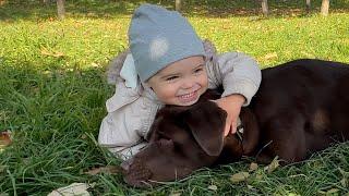 Adorable Baby Boy Feeds His Dog GRASS and It's Adorable!