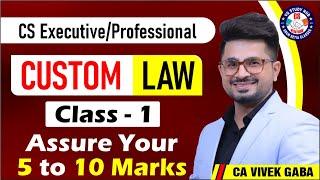 Custom Law Class - 1 | CS Exec/Prof | CA Vivek Gaba | June & Dec 2024 |