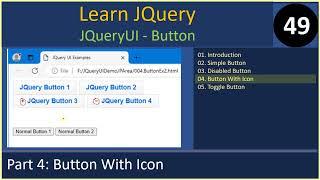 JQueryUI Button | Part 4 - Button With Icon | JQuery Tutorials #49