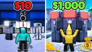 $10 vs $100 vs $1000 Account in Toilet Tower Defense!