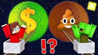 How JJ and Mikey Found Road To RICH 1.000.000$ vs POOR 1$ Planets in Minecraft Challenge (Maizen)