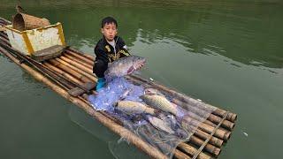 Highland boy khai fishing,  Techniques for casting nets to catch fish and harvesting fish for sale