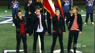 Big Time Rush singing the National Anthem at The Dallas Cowboys Game