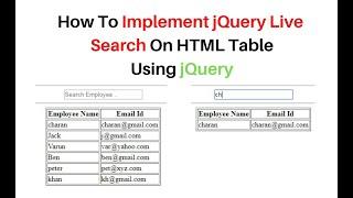 Ajax Live Data Search Using jQuery 3.3.1 In HTML Table