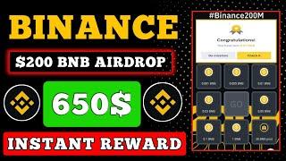 Binance $200 BNB  giveaway to reward our community100% Reward Binance Spin And Earn $BNB 