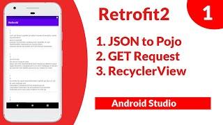 Retrofit2 Android Studio ( 1 ) - Get Request From Server | Recyclerview  - Android Studio Tutorial