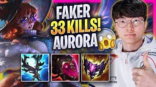 FAKER LITERALLY GOD MODE WITH AURORA IN NEW SEASON! *33 KILLS* - T1 Faker Plays Aurora MID vs Corki!