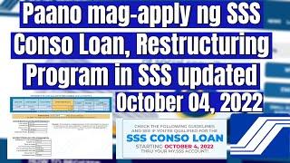 Paano mag-apply ng SSS Conso Loan or Restructuring Program October 2022