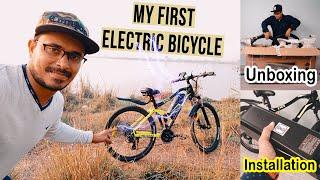 HOW TO ASSEMBLE AN ELECTRIC CYCLE? Dual Suspension E-MTB Unboxing, Installation & First Impression