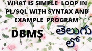 what is simple Loop in PL/SQL | #Btechveeru