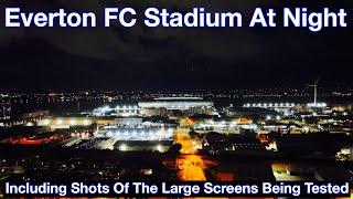 NEW Everton FC Stadium at Bramley Moore Dock AT NIGHT. A Full FlyAround!