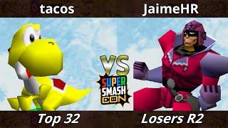 SSC 2022 Top 24 - tacos (Yoshi, Falcon) Vs. JaimeHR (Falcon) SSB64 Smash Bros Tournament