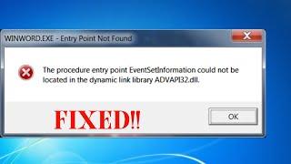 HOW TO FIX ENTRY POINT NOT FOUND DYNAMIC LINK LIBRARY  IN WINDOWS