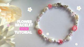 Beaded Flower Bracelet Tutorial, DIY Beaded Bracelet, Beginner Friendly