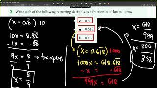 How to convert RECURRING DECIMALS into FRACTIONS