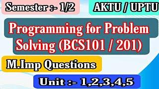 Aktu Programming for Problem Solving imp questions | Pps imp questions aktu | Aktu pps imp question|