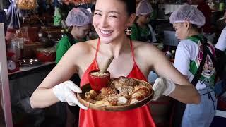 Тайская уличная еда | Сексуальная девушка готовит курочку гриль