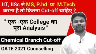 IIT, IISc Chemical Branch Cut-off | MS, P.hd or  M.Tech | GATE 2021 Counselling