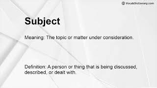 Subject Meaning