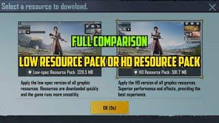 Difference between Low-Spec Resource Pack or HD Resource Pack | Comparison | BGMI | Hidden One