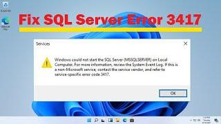 How to fix SQL server error 3417