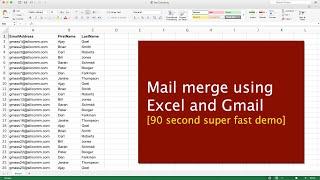 Mail merge with Excel and Gmail [90 second demo]