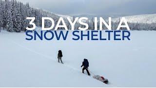 5-Man Snow Shelter Build in 6 Feet of Snow | Snowshoeing & Ice Fishing