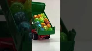 Marble Run ASMR ⭐️ Marbles roll down from trucks & skeleton cars Dump Truck  #shorts