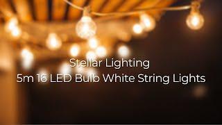 Stellar Lighting 5m 16 LED Bulb White String Lights