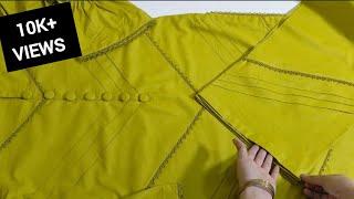 How to Make Design Dress from Simple Fabric | Trendy Plain Fabric Kurti with Lace Cutting & Stitch