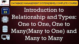 L23: Introduction to Relationship and Types: One to One, One to Many(Many to One) and Many to Many